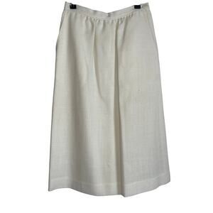 Vintage 1970s Union Made Evan Picone Ivory Women's 8 Pocketed Wrap Midi Skirt